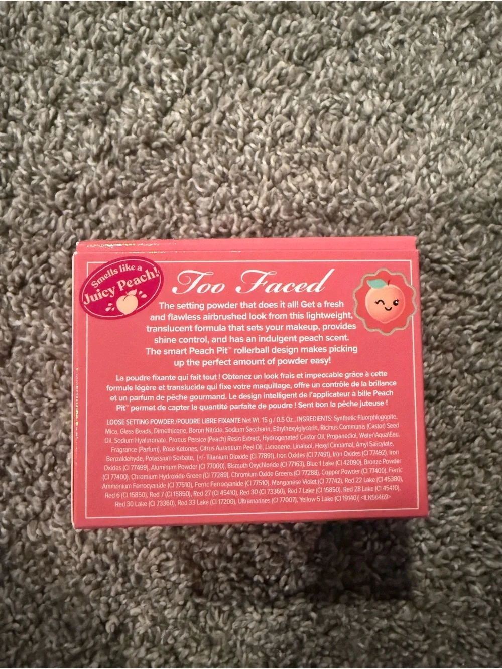 Too Faced Peach Perfector Loose Setting Powder - Peachy pink new in box